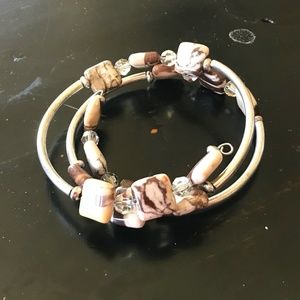 Zebra Jasper Gemstones & Bead Bracelet for Balance and Grounding